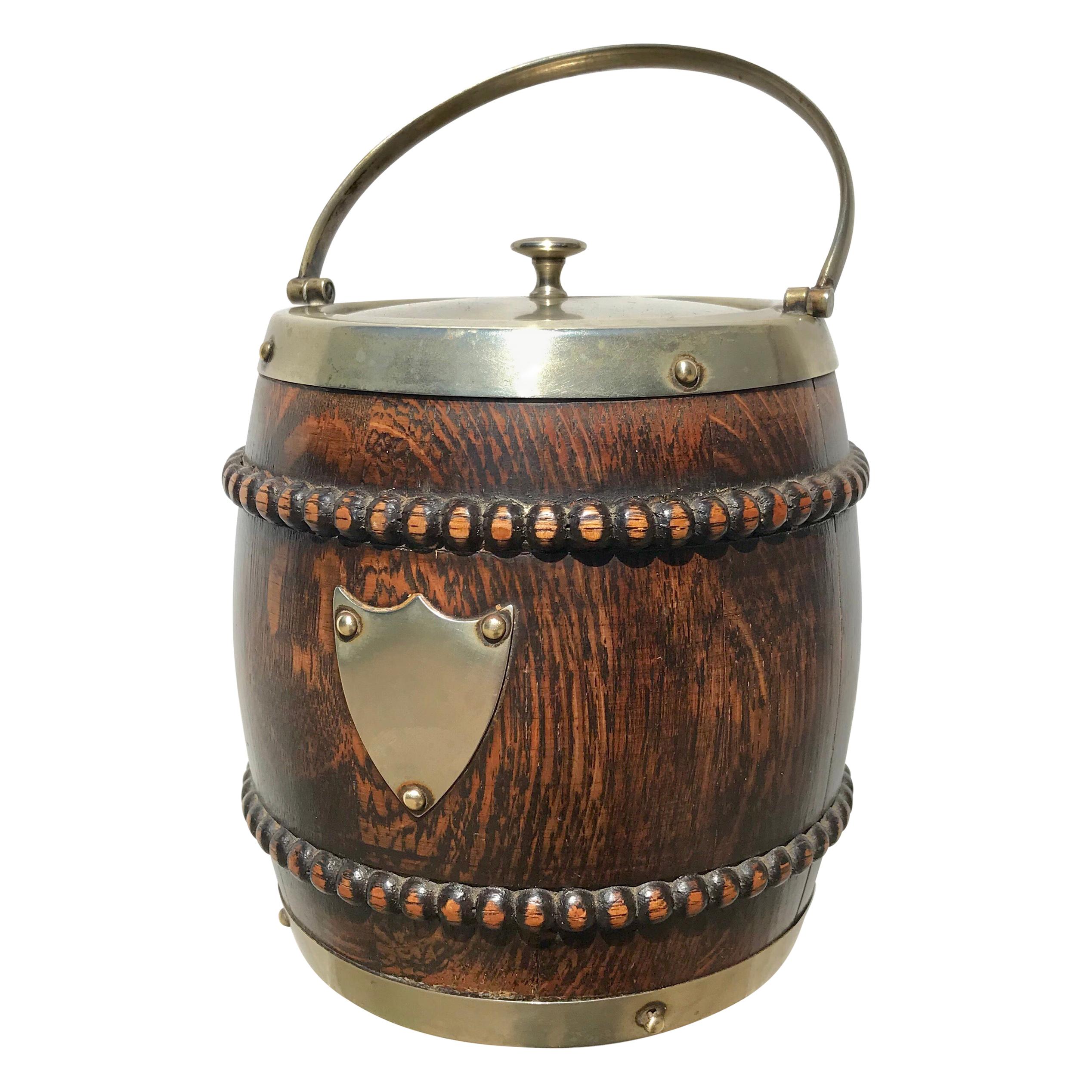 Vintage English Biscuit Barrel of Oak