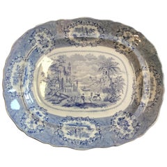Antique English Blue and White Meat Platter