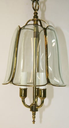 Vintage English Brass and Bent Glass  Tulip Lantern Circa 1940's