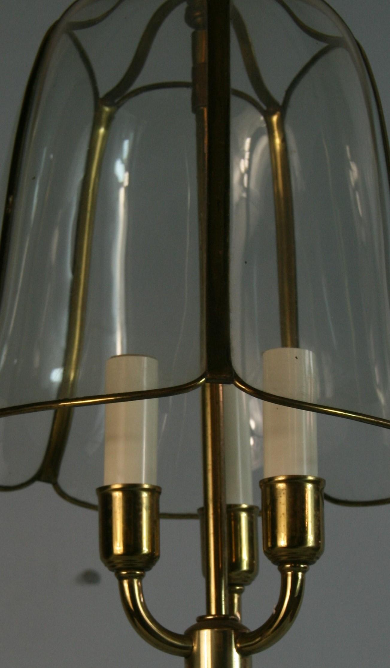 Vintage English Brass and Bent Glass  Tulip Lantern Circa 1940's For Sale 1
