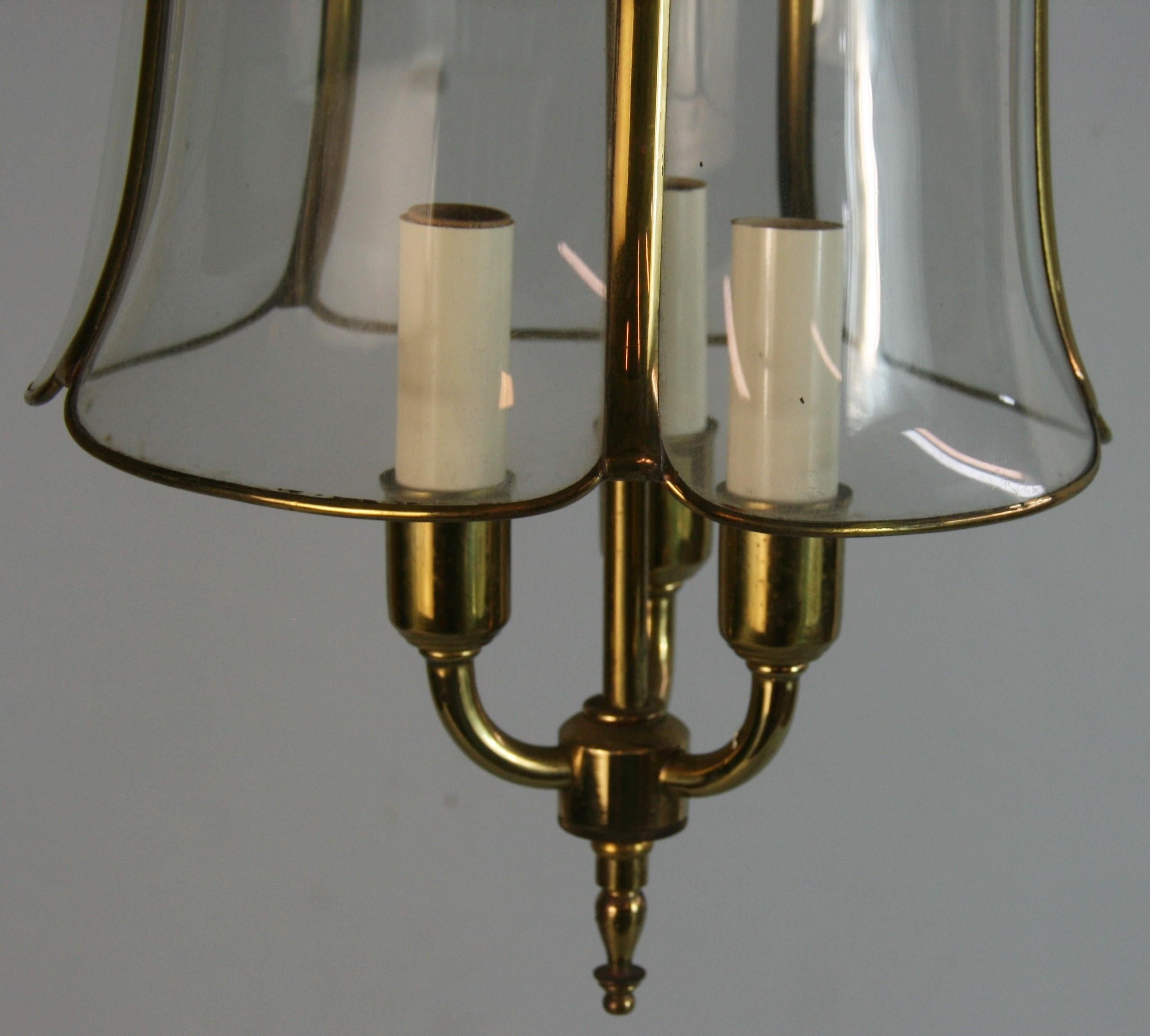 Vintage English Brass and Bent Glass  Tulip Lantern Circa 1940's For Sale 2