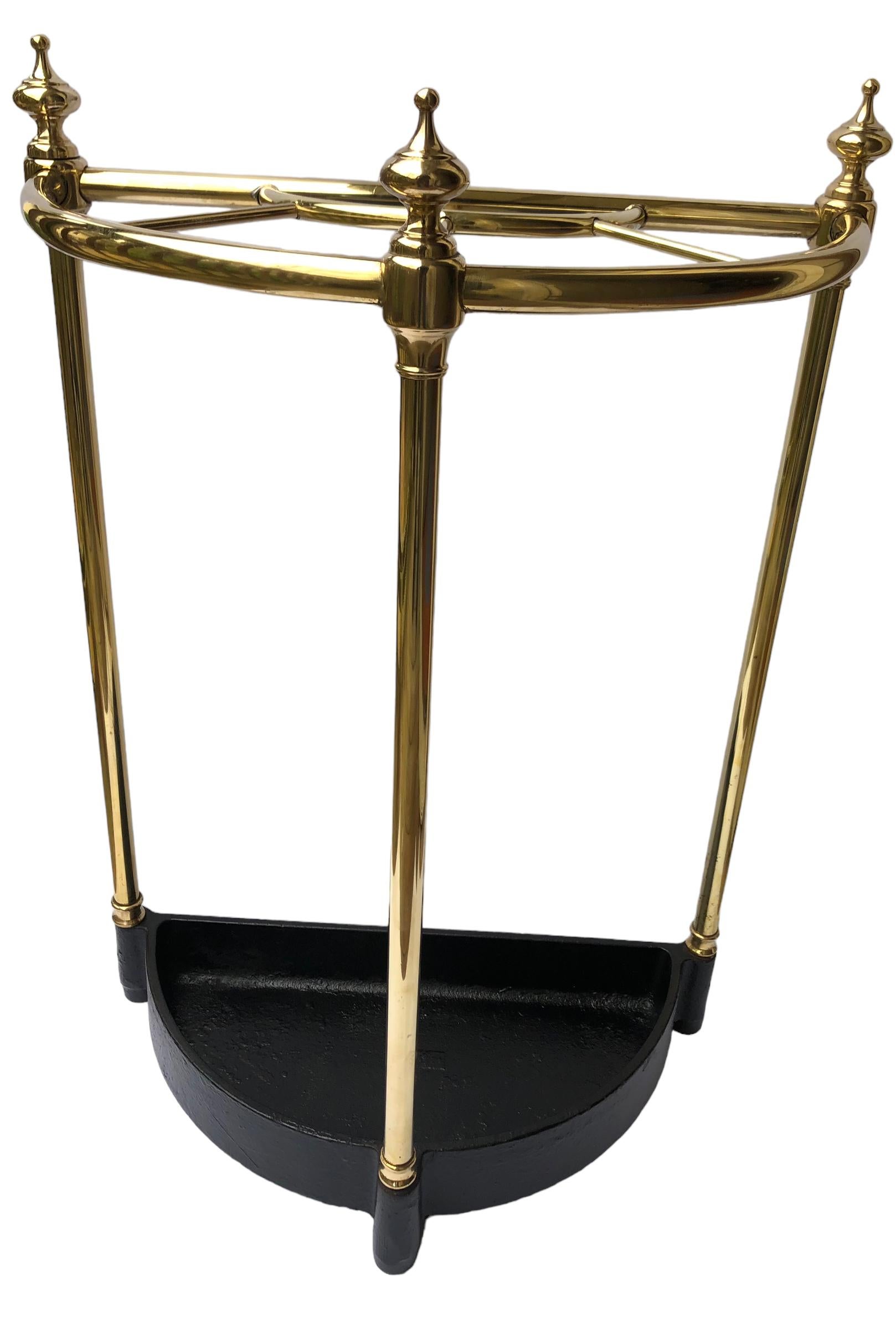 Vintage English Brass and Cast Iron Umbrella Stand For Sale 4