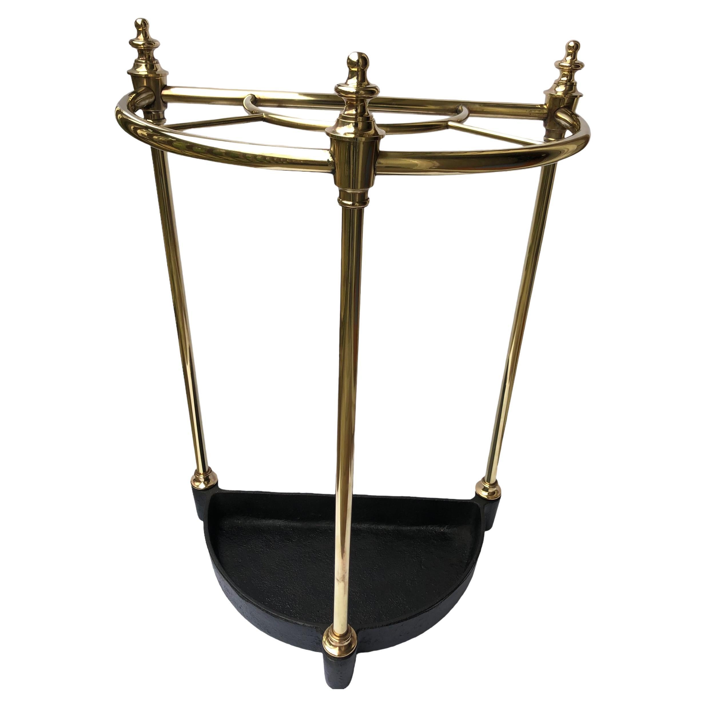 Vintage English Brass and Cast Iron Umbrella Stand For Sale