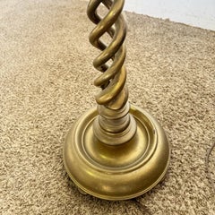 Vintage English Brass Barley Twist Candle Stick Floor Lamp