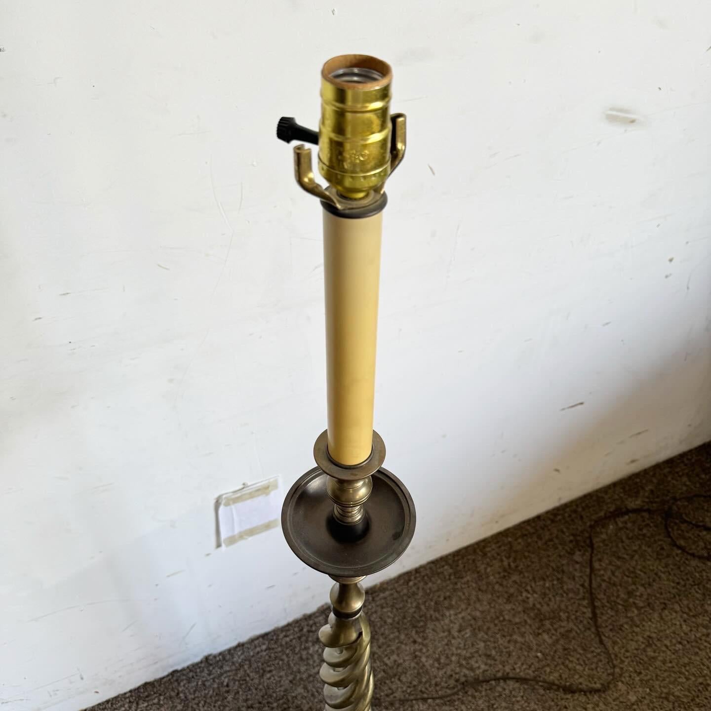 20th Century Vintage English Brass Barley Twist Candle Stick Floor Lamp