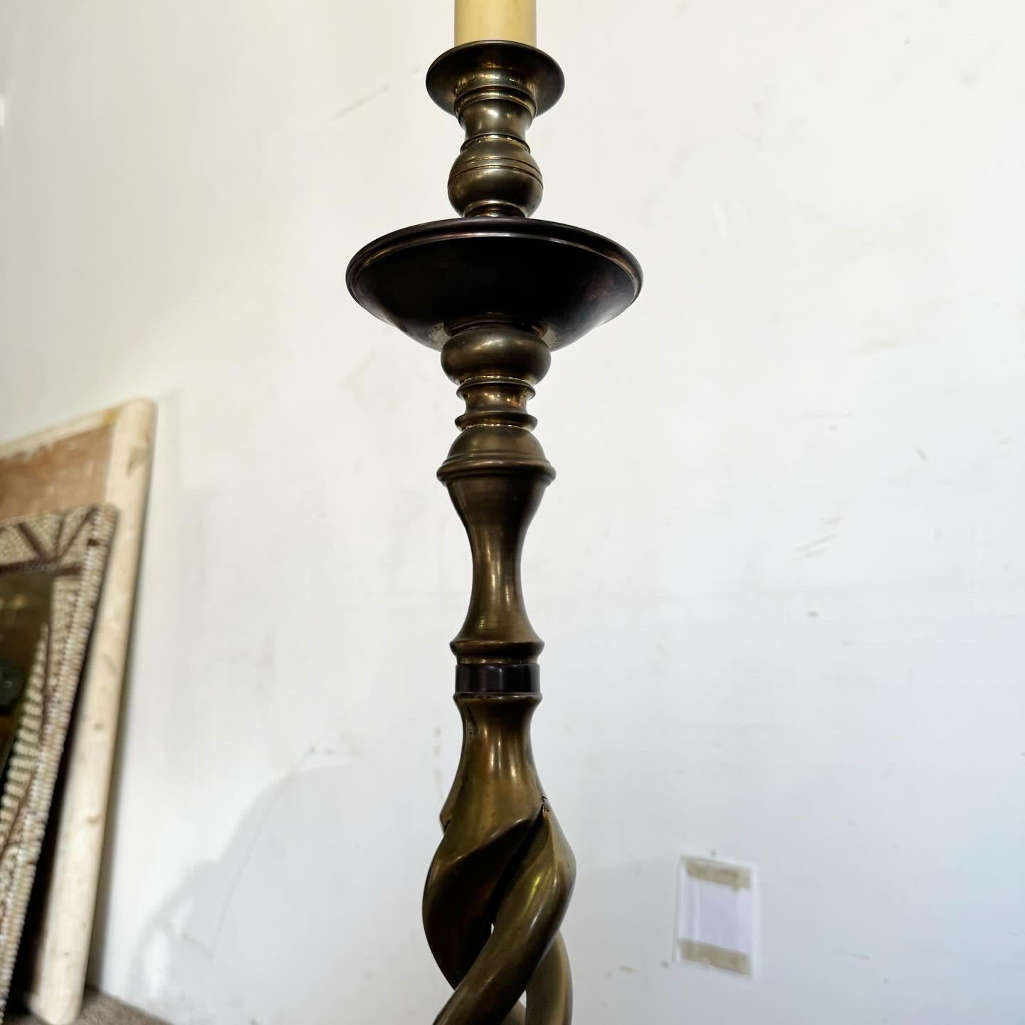 Vintage English Brass Barley Twist Candle Stick Floor Lamp 4