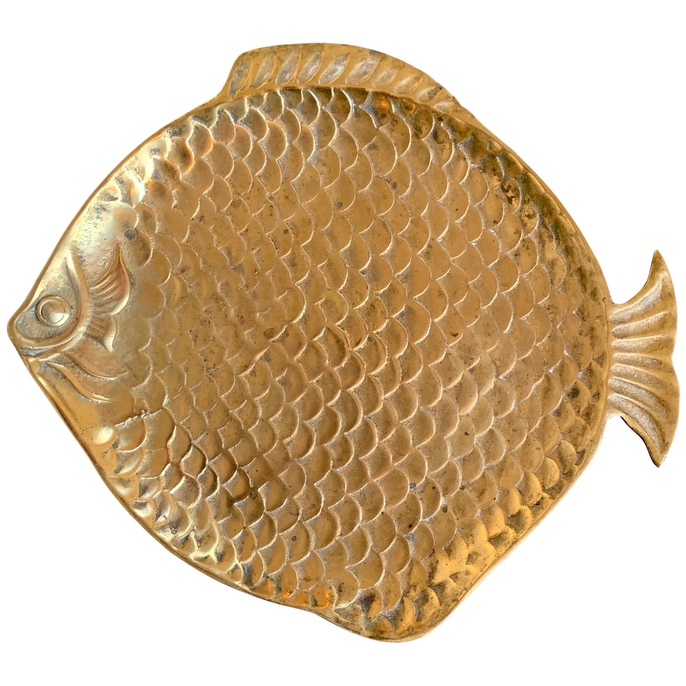Vintage English Brass Fish Dish