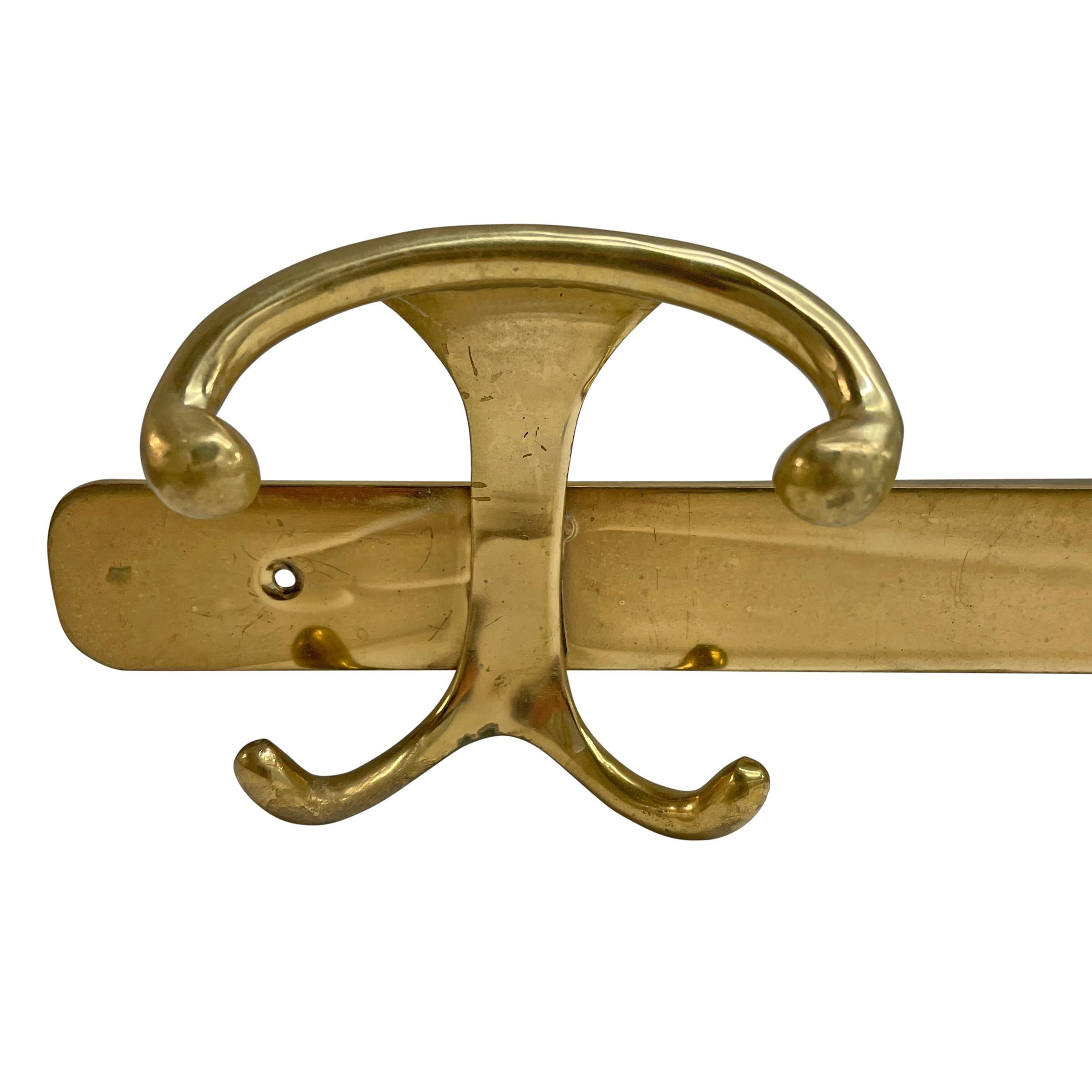Modern Vintage English Brass Hat and Coat Rack