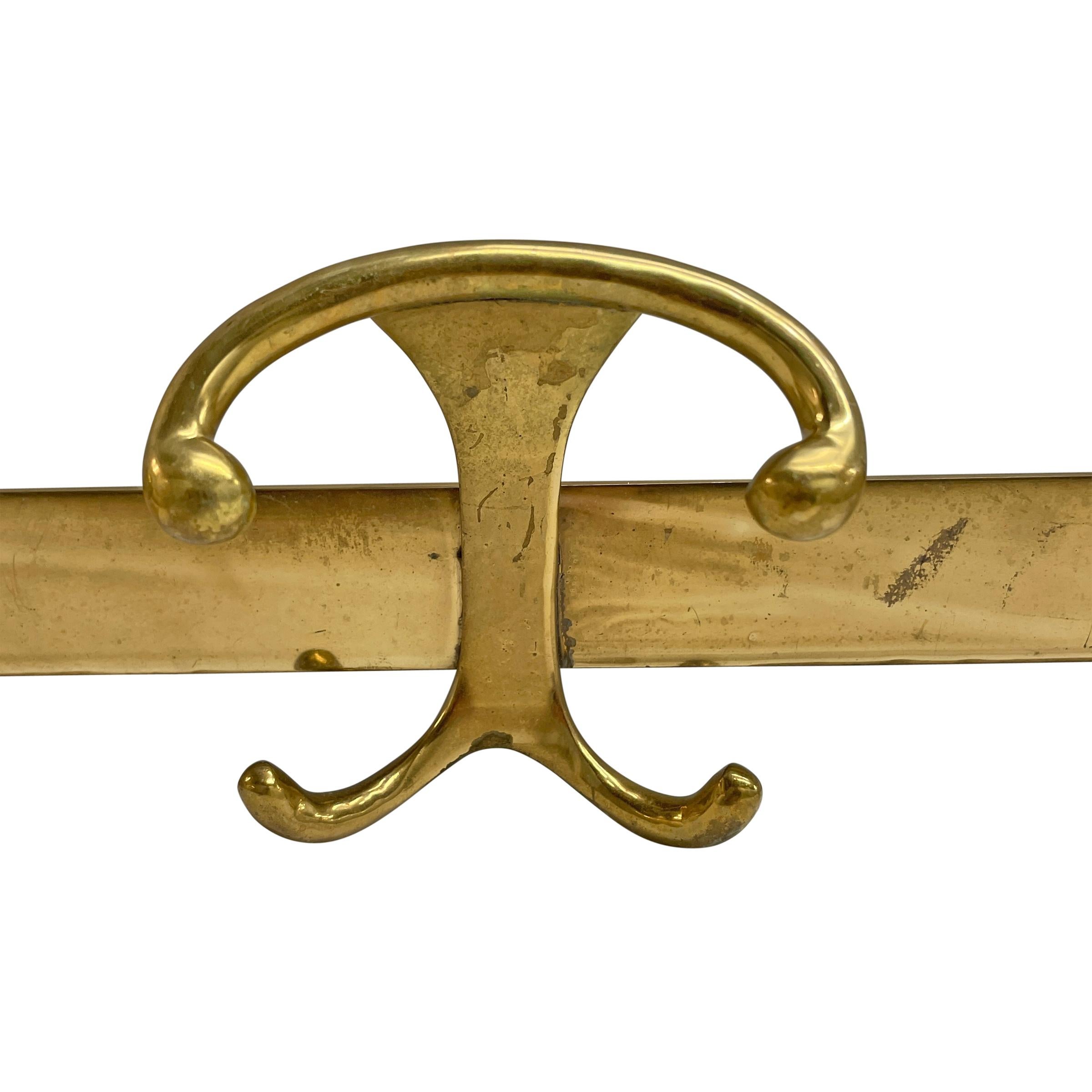 Vintage English Brass Hat and Coat Rack In Good Condition In Chicago, IL