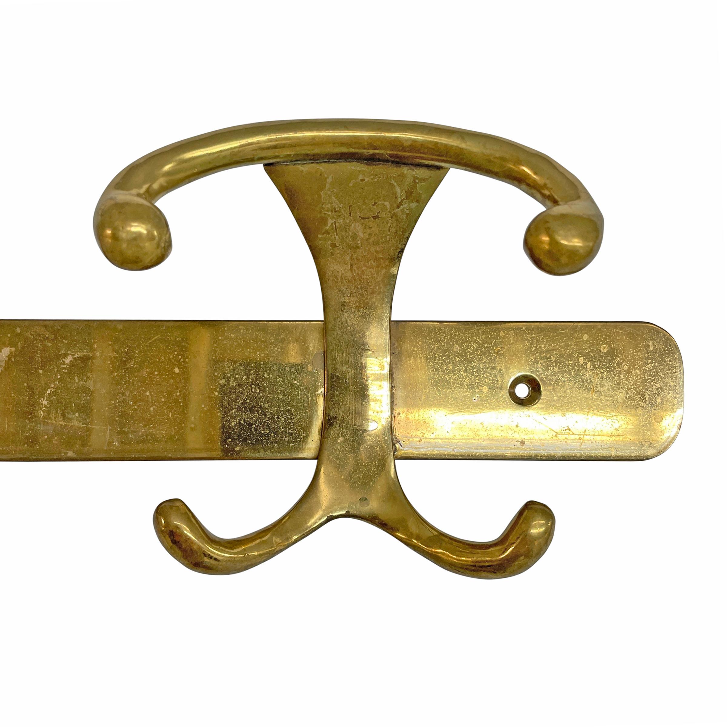 Vintage English Brass Hat and Coat Rack 1