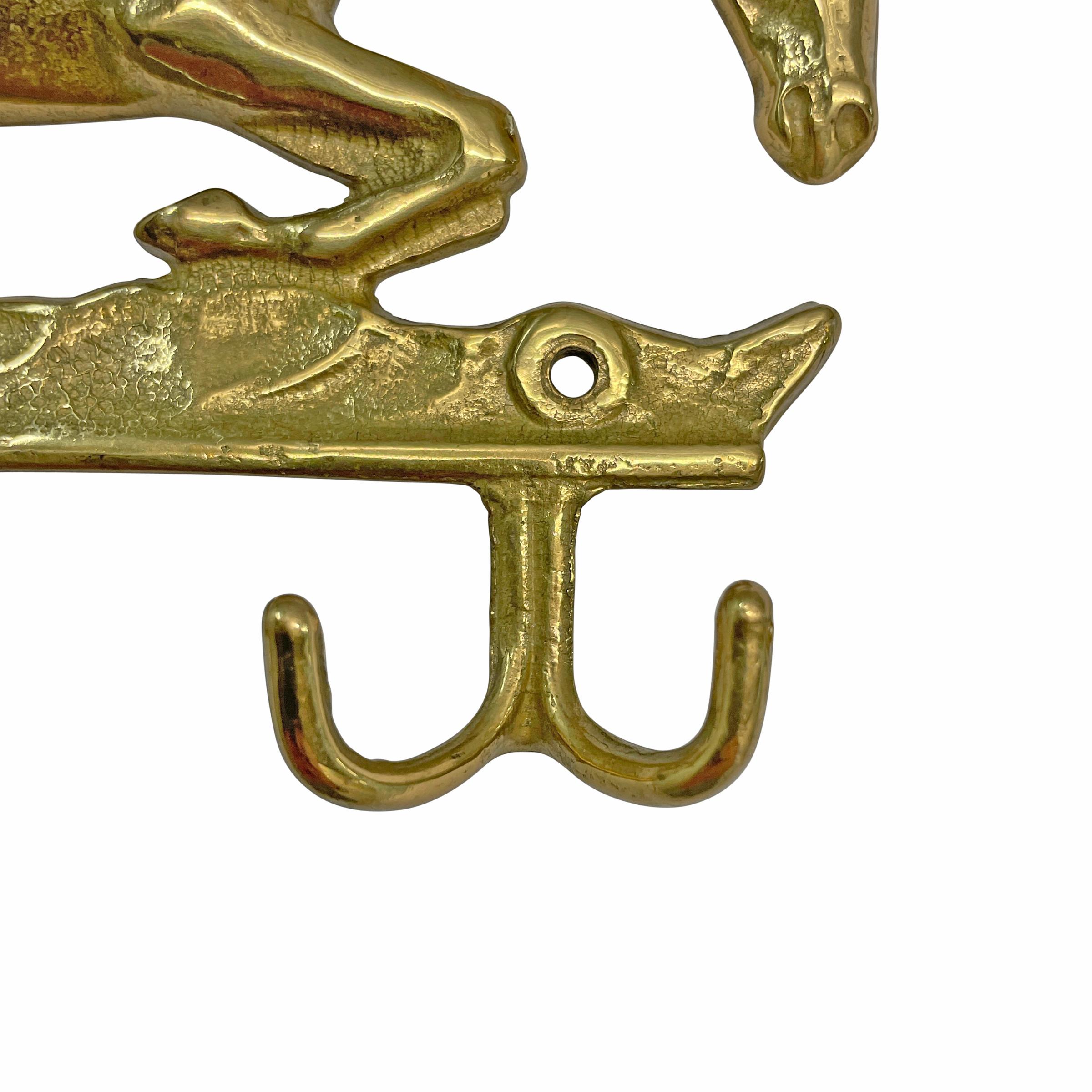 Vintage English Brass Horse and Rider Hooks 1
