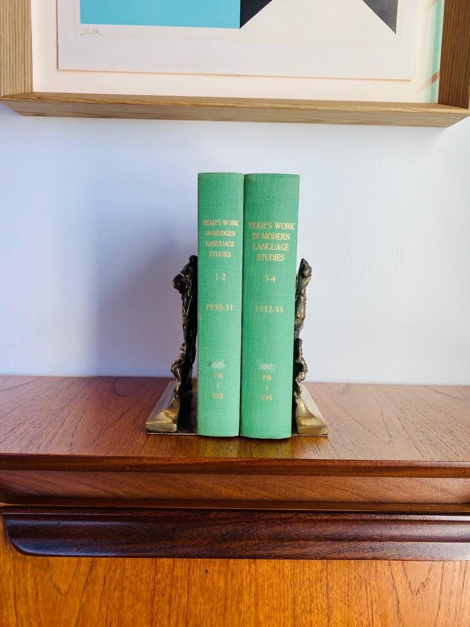 Englische Messing-Buchstützen mit Löwe und Einhorn im Zustand „Gut“ im Angebot in San Diego, CA
