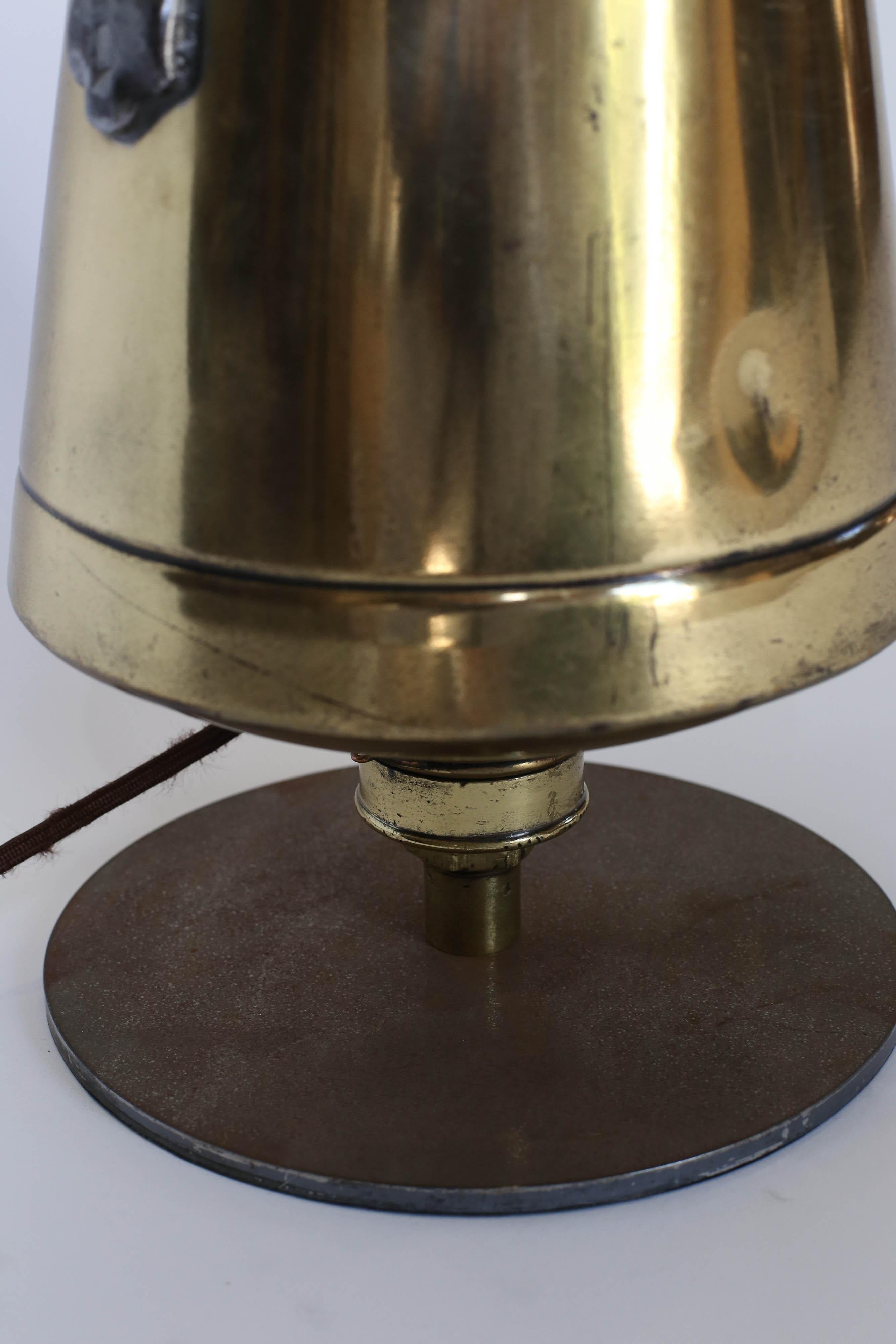 20th Century Vintage English Brass Megaphone Table Lamp