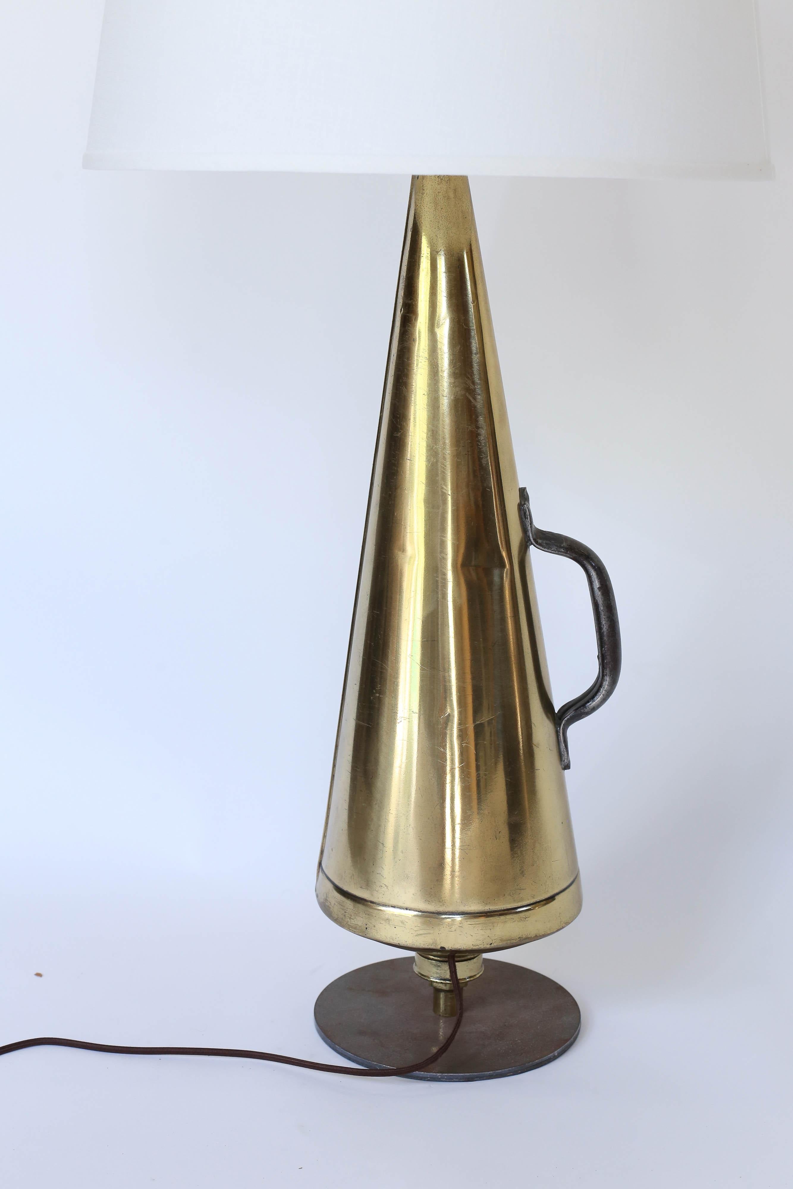 Vintage English Brass Megaphone Table Lamp 3