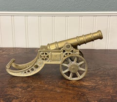 Vintage English Brass Minature Model Cannon & Carriage