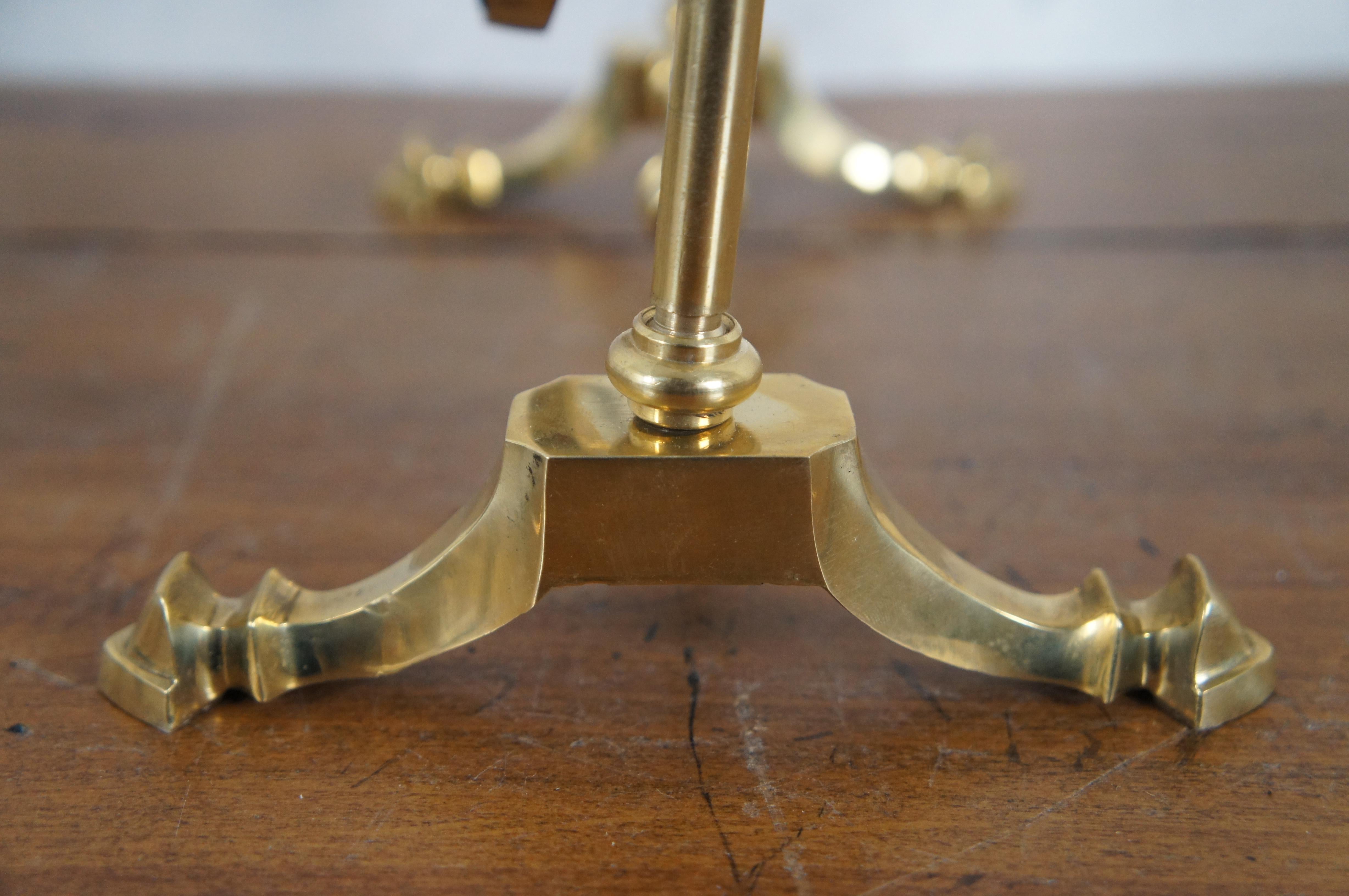 Vintage English Brass Oval Tabletop Vanity Shaving Mirror Tilting Swivel MCM 1