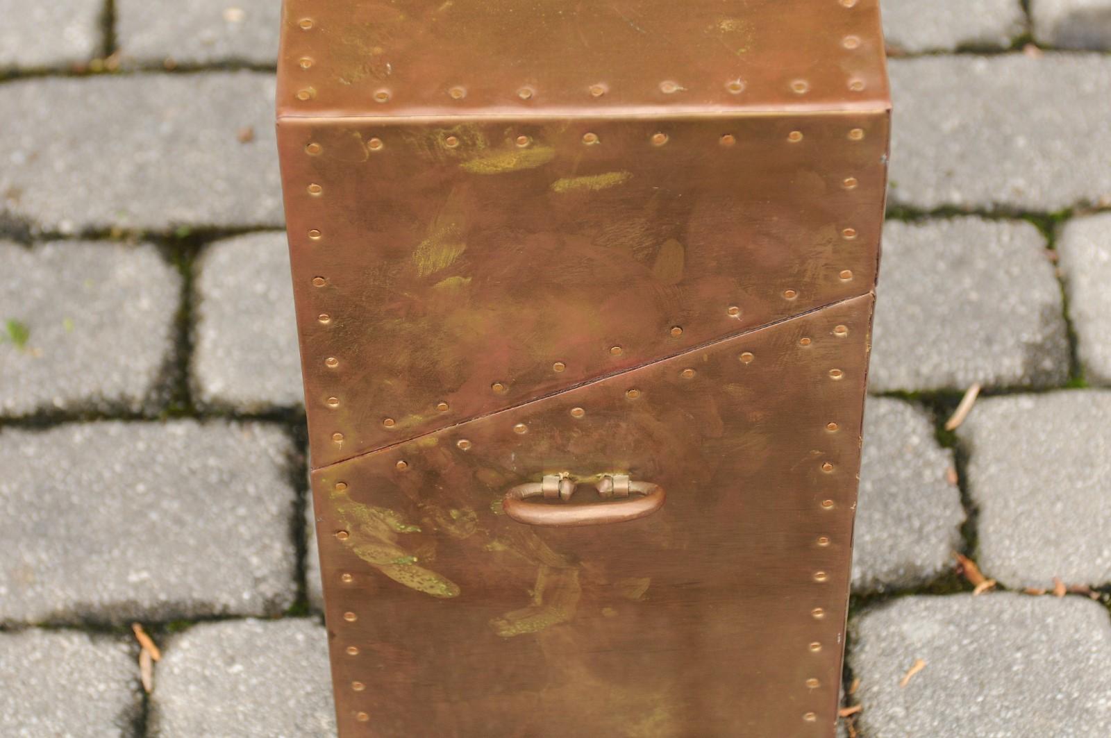 Vintage English Brass-Plated Box with Stud Trim from the Mid-20th Century 7