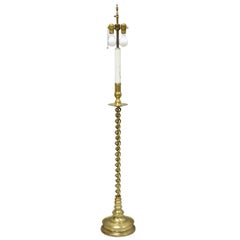 Vintage English Brass Spiral Barley Twist Candlestick Pole Floor Lamp