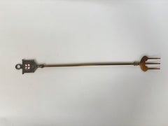 Fourchette à toast vintage en laiton anglais, ornée des armoiries de la ville de Londres