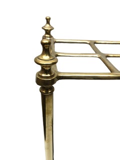 Vintage English Brass Umbrella Stand with Cast Iron Base