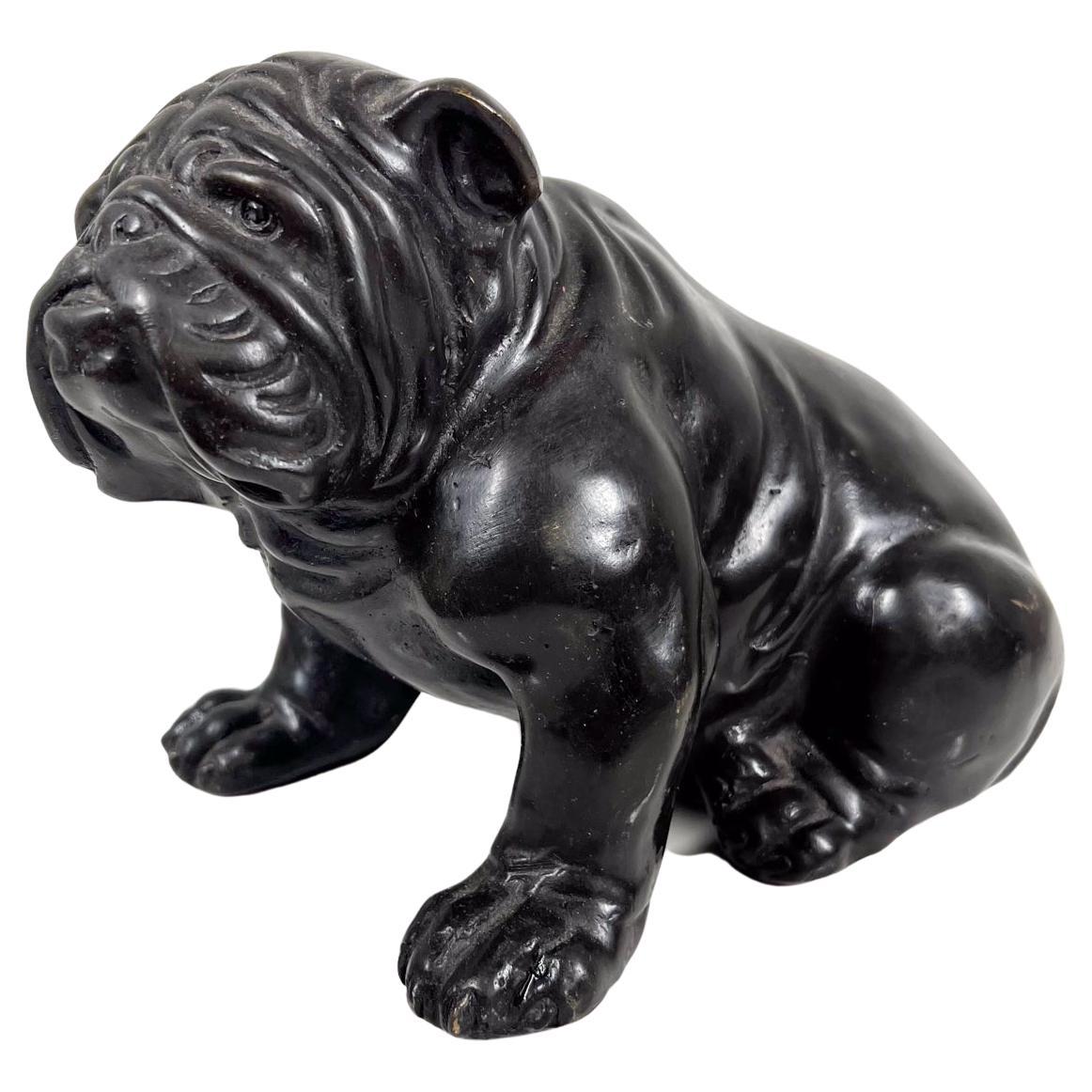 Vintage English Bull Dog Sculpture Bronze Figurine