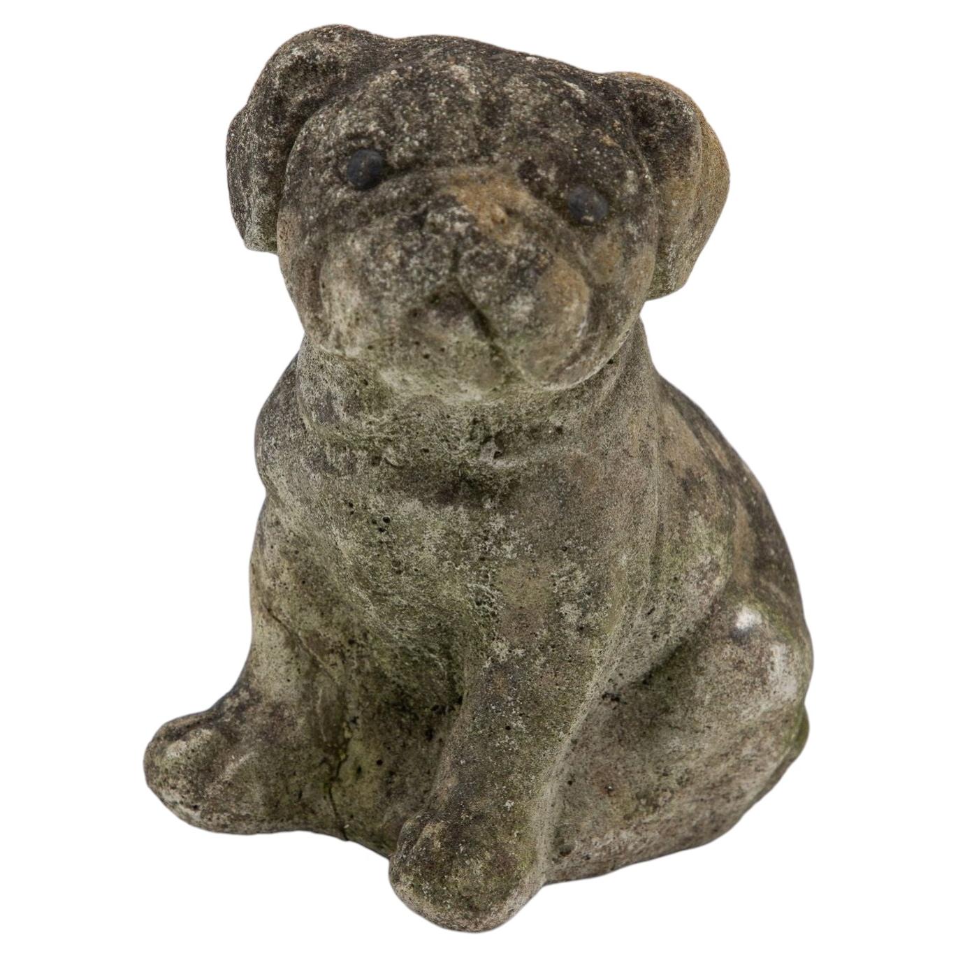 Vintage English Bulldog or Pug Dog Stone Garden Statue, English mid 20th C.