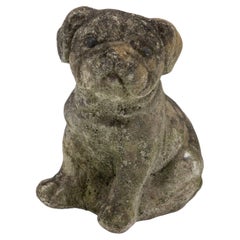 Vintage English Bulldog or Pug Dog Stone Garden Statue, English mid 20th C.