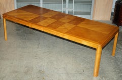 VINTAGE ENGLISH BURR OAK & TEAK DiNING TABLE & TEN BERGERE DINING CHAIRS SUITE