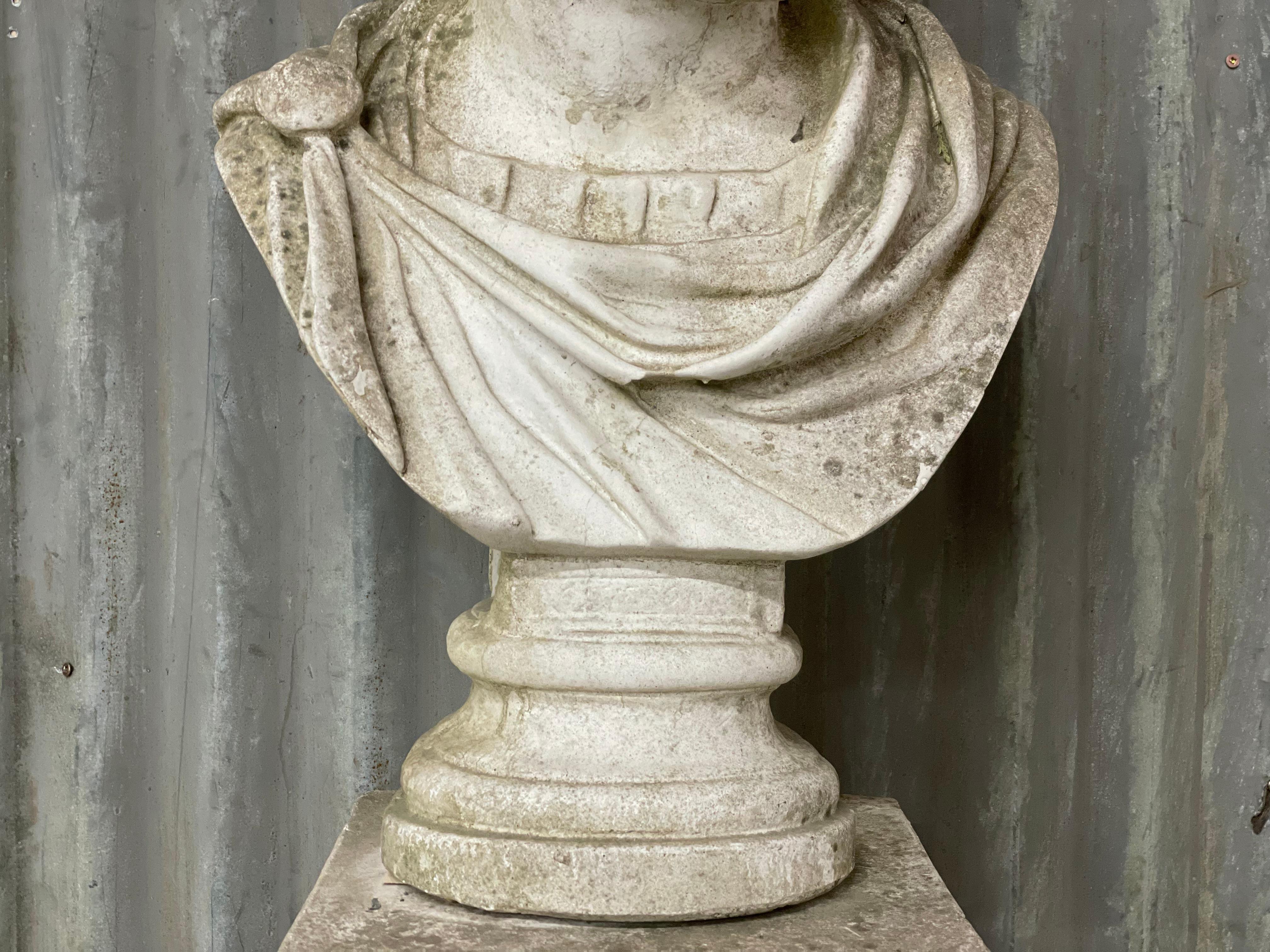 Classical Roman Vintage English Caracalla Bust With Associated Plinth For Sale