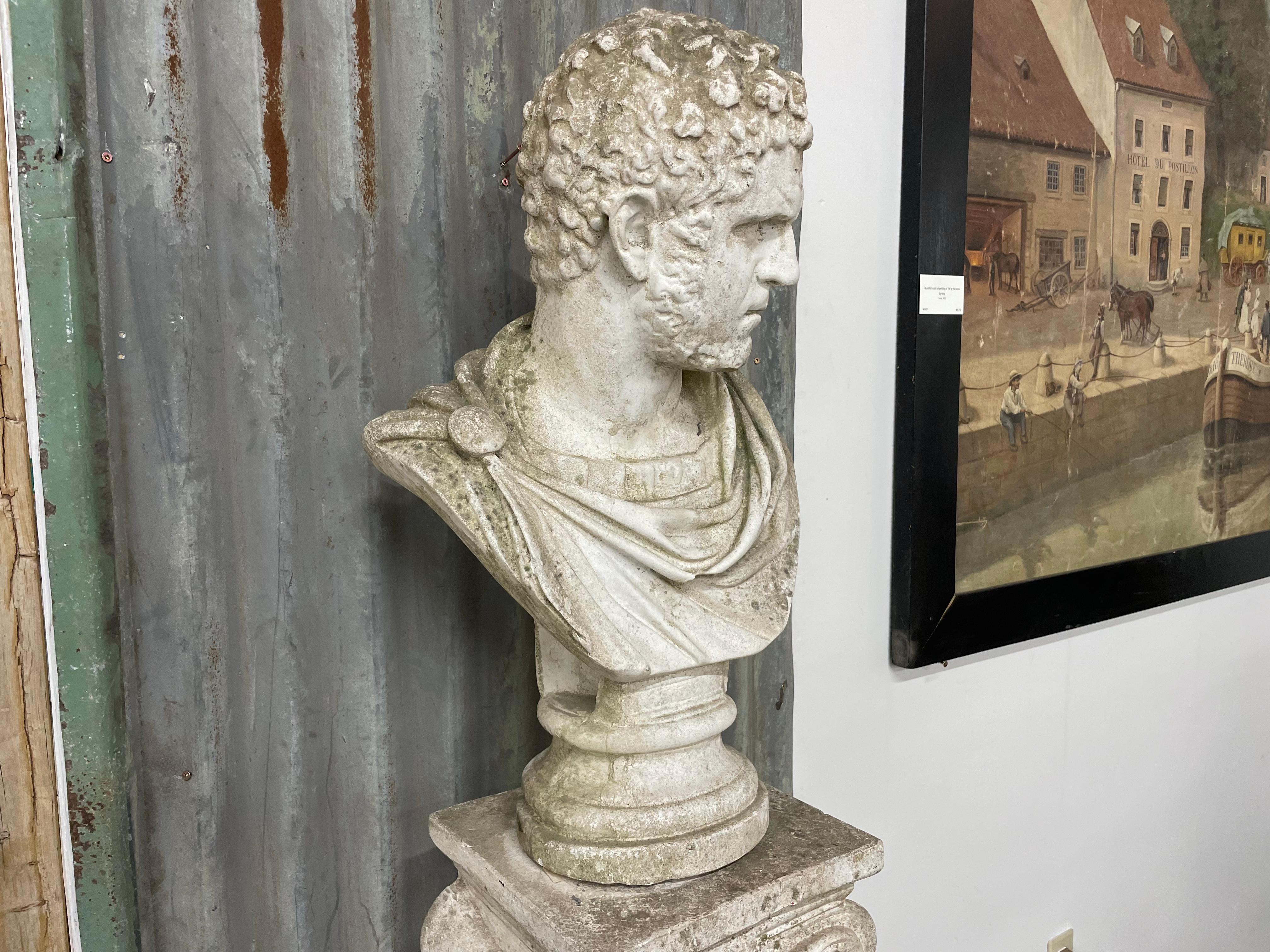 British Vintage English Caracalla Bust With Associated Plinth For Sale
