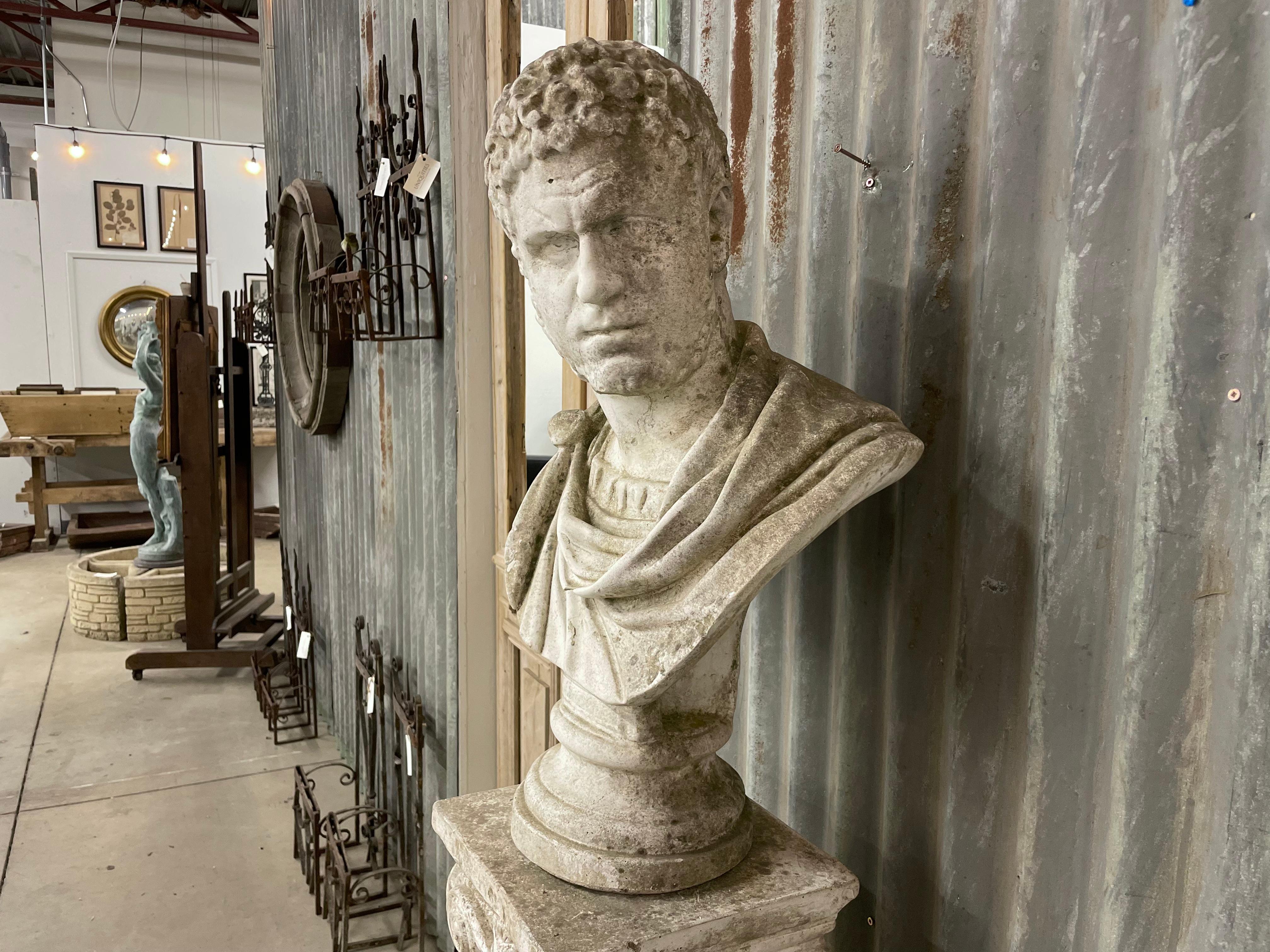 Vintage English Caracalla Bust With Associated Plinth In Good Condition For Sale In Calgary, Alberta