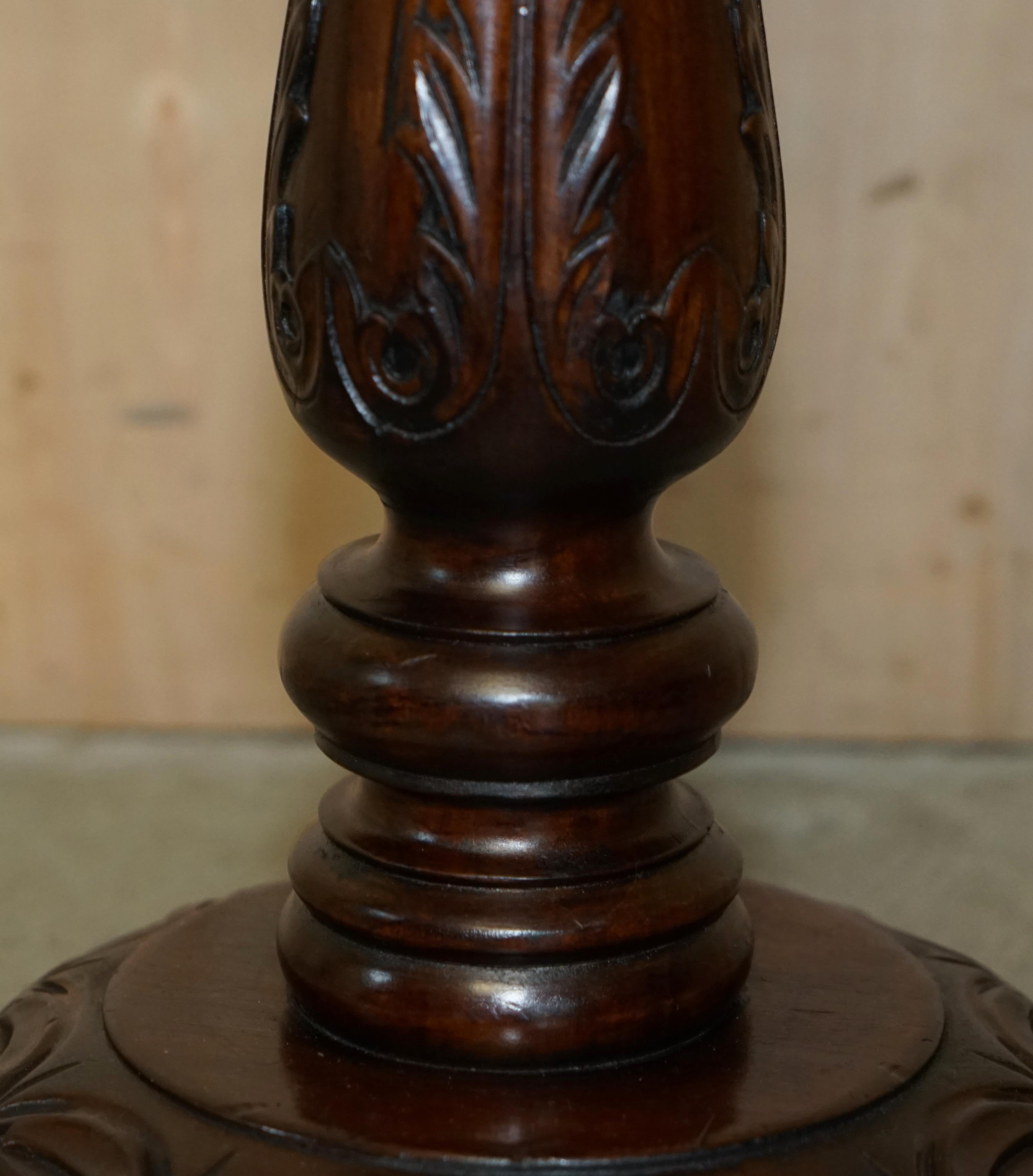Vintage English Carved Hardwood Pedestal Jardiniere Column Display Plant Stand For Sale 3