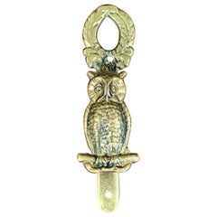 Vintage English Cast Brass Owl Door Knocker