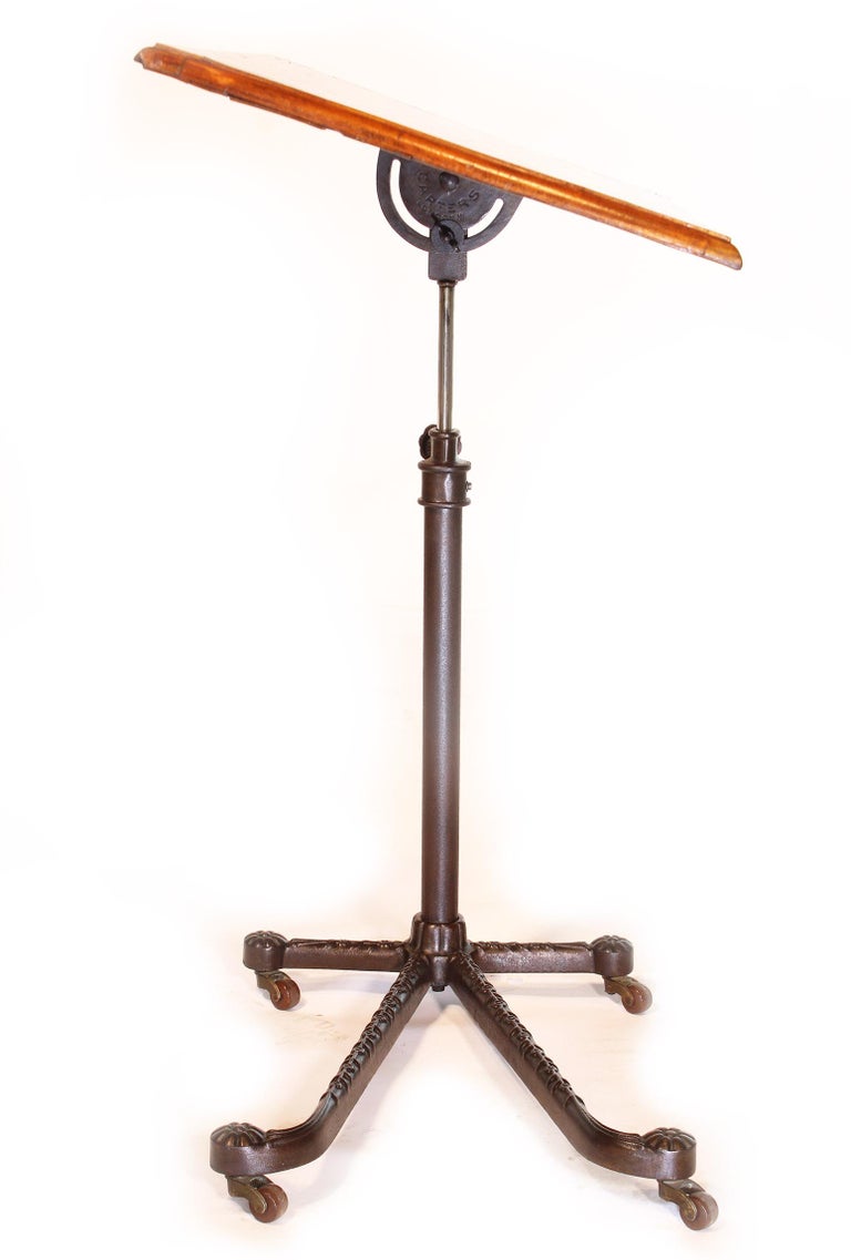 Vintage English Cast Iron TiltTop Hospital Bedside Invalid Serving Table at 1stDibs