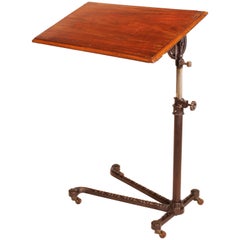 Used English Cast Iron Tilt-Top Hospital Bedside Invalid Serving Table