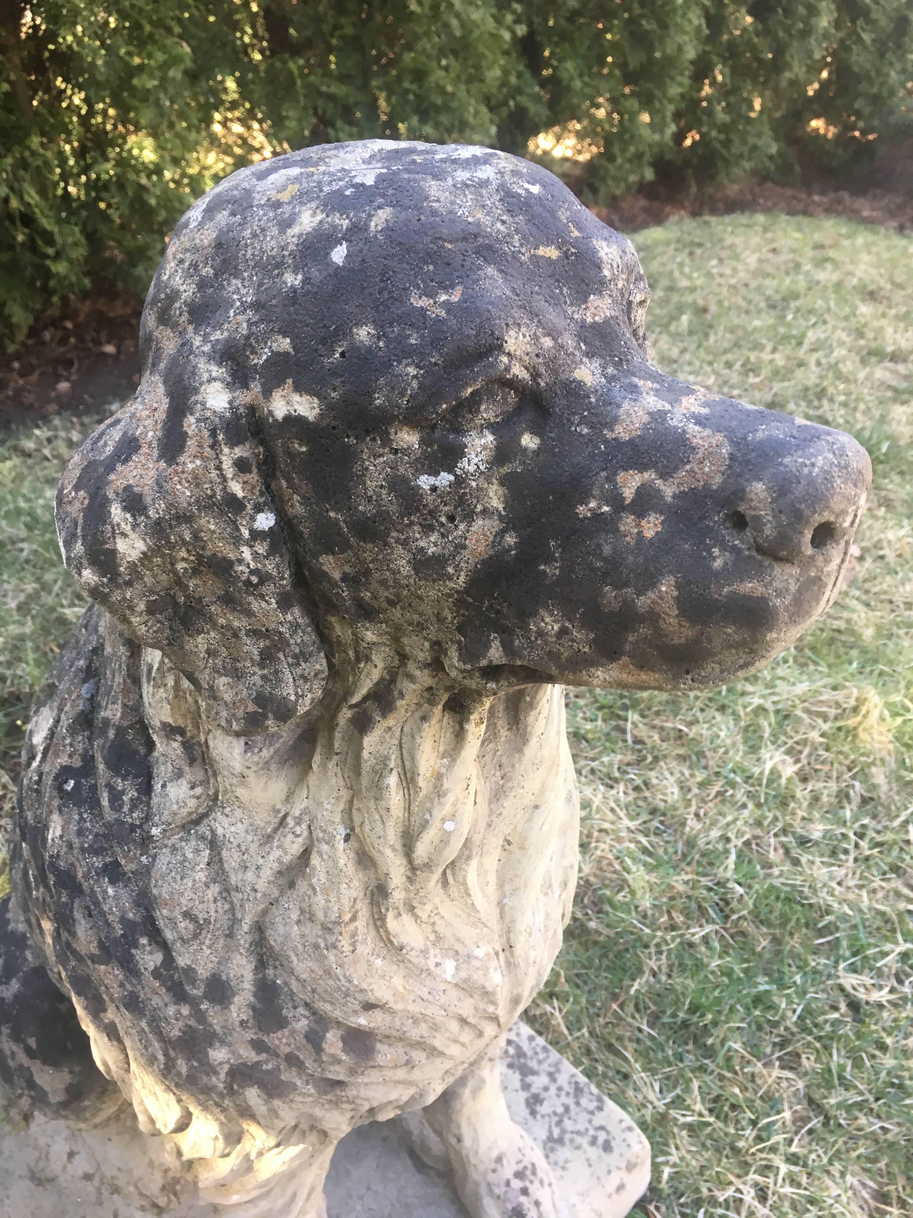 Lifesize English Cast Stone Golden Retriever Statue In Good Condition In Woodbury, CT