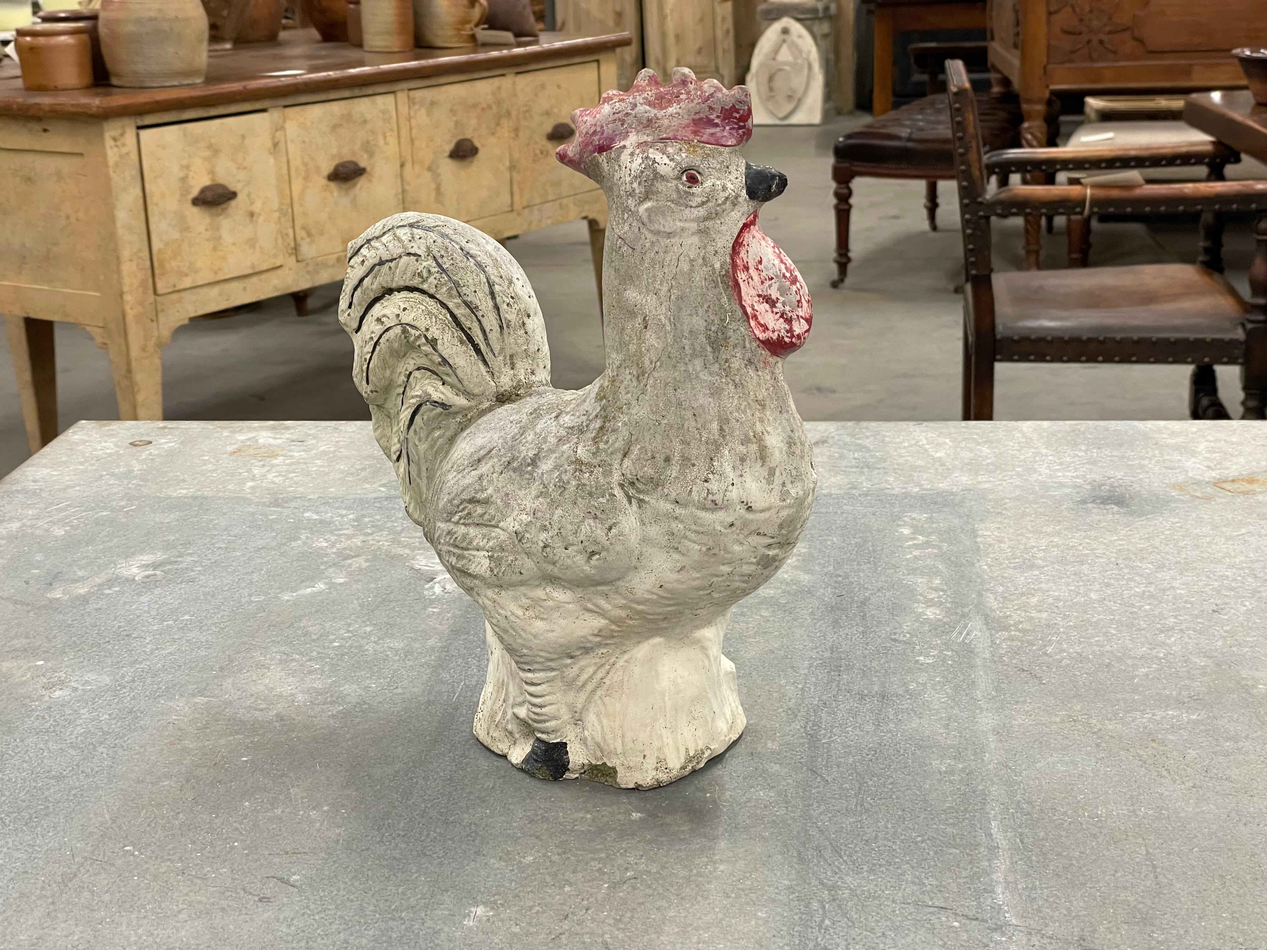 British Vintage English Cast Stone Rooster For Sale