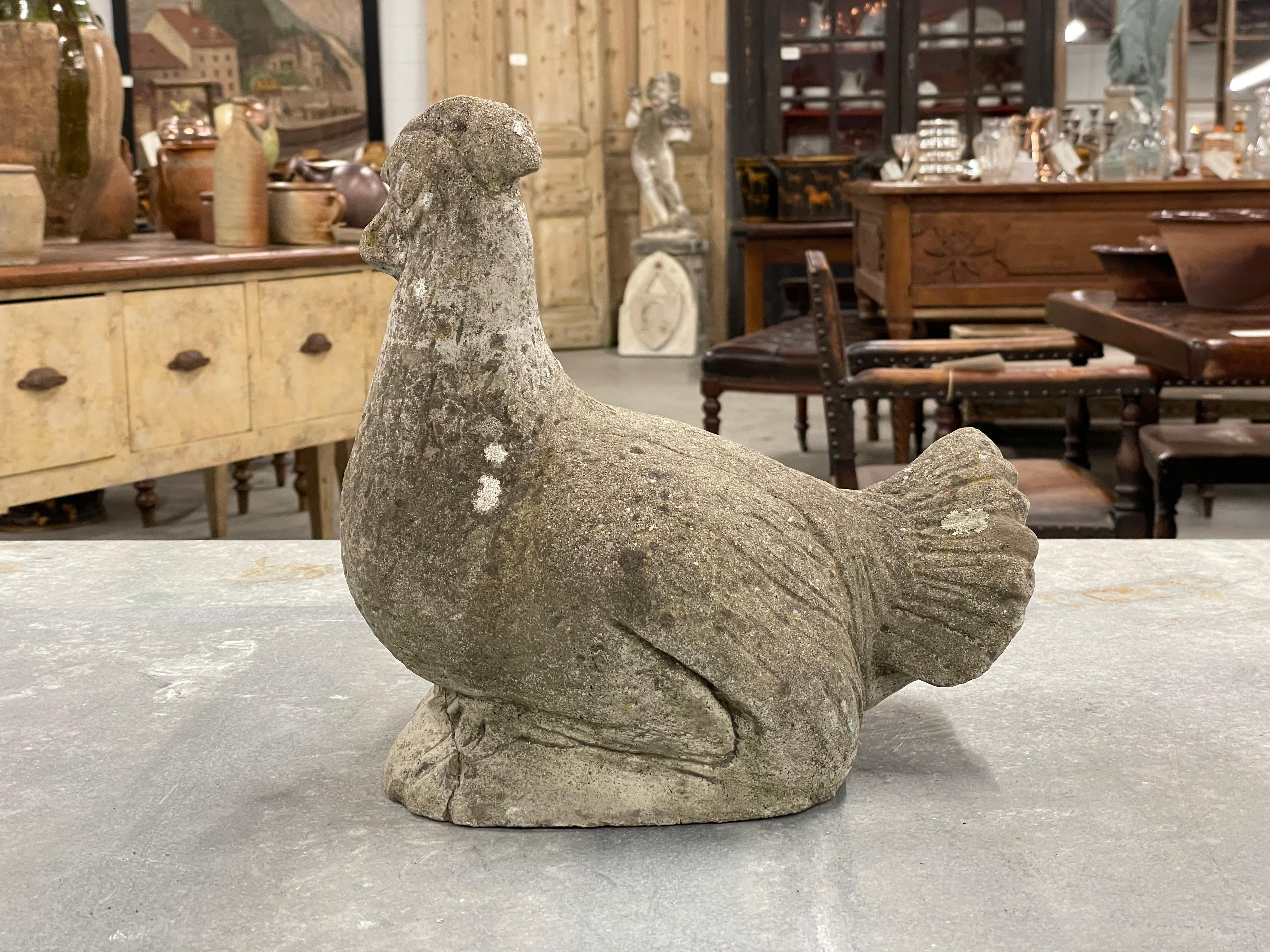 British Vintage English Cast Stone Rooster For Sale