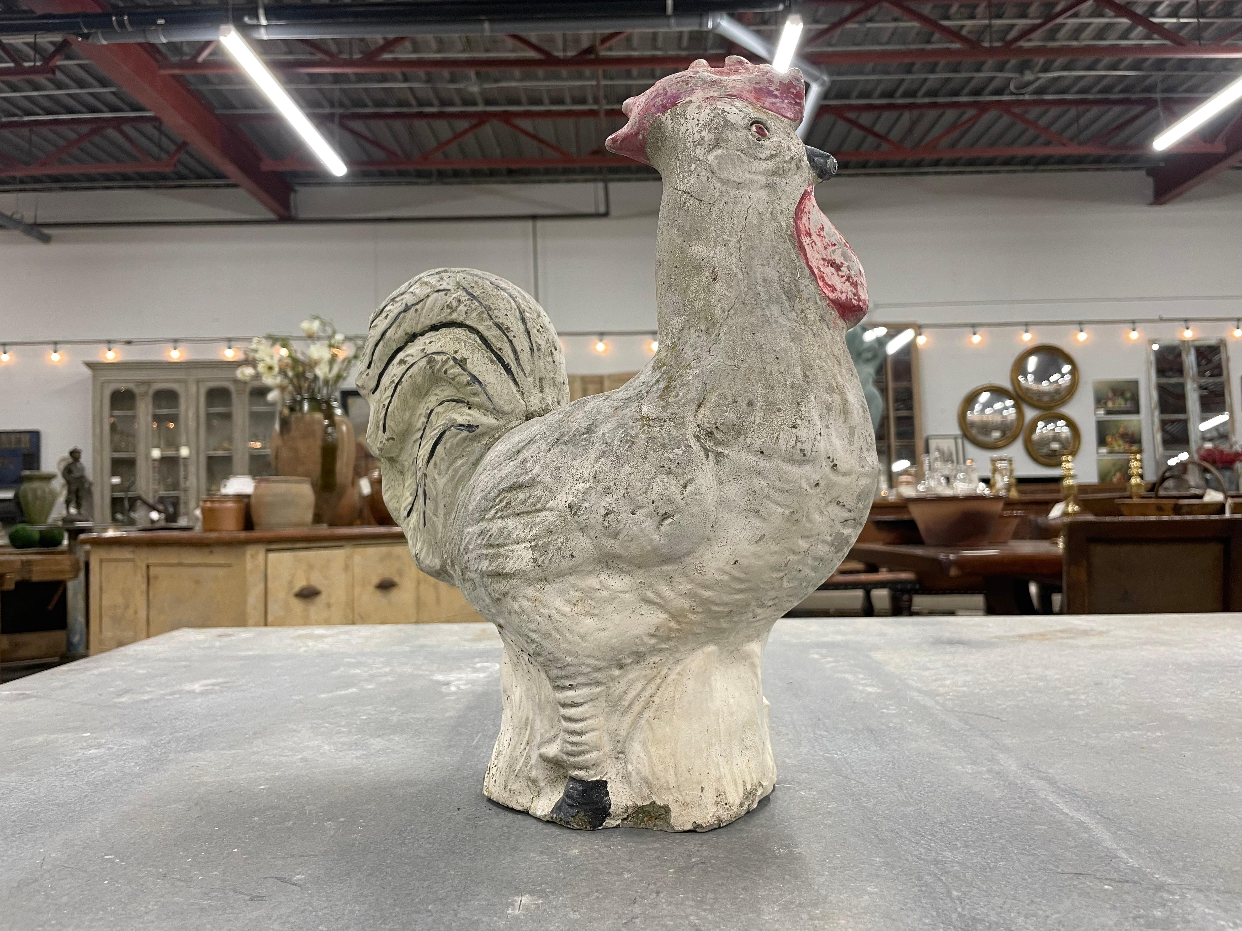 Vintage English Cast Stone Rooster For Sale 2
