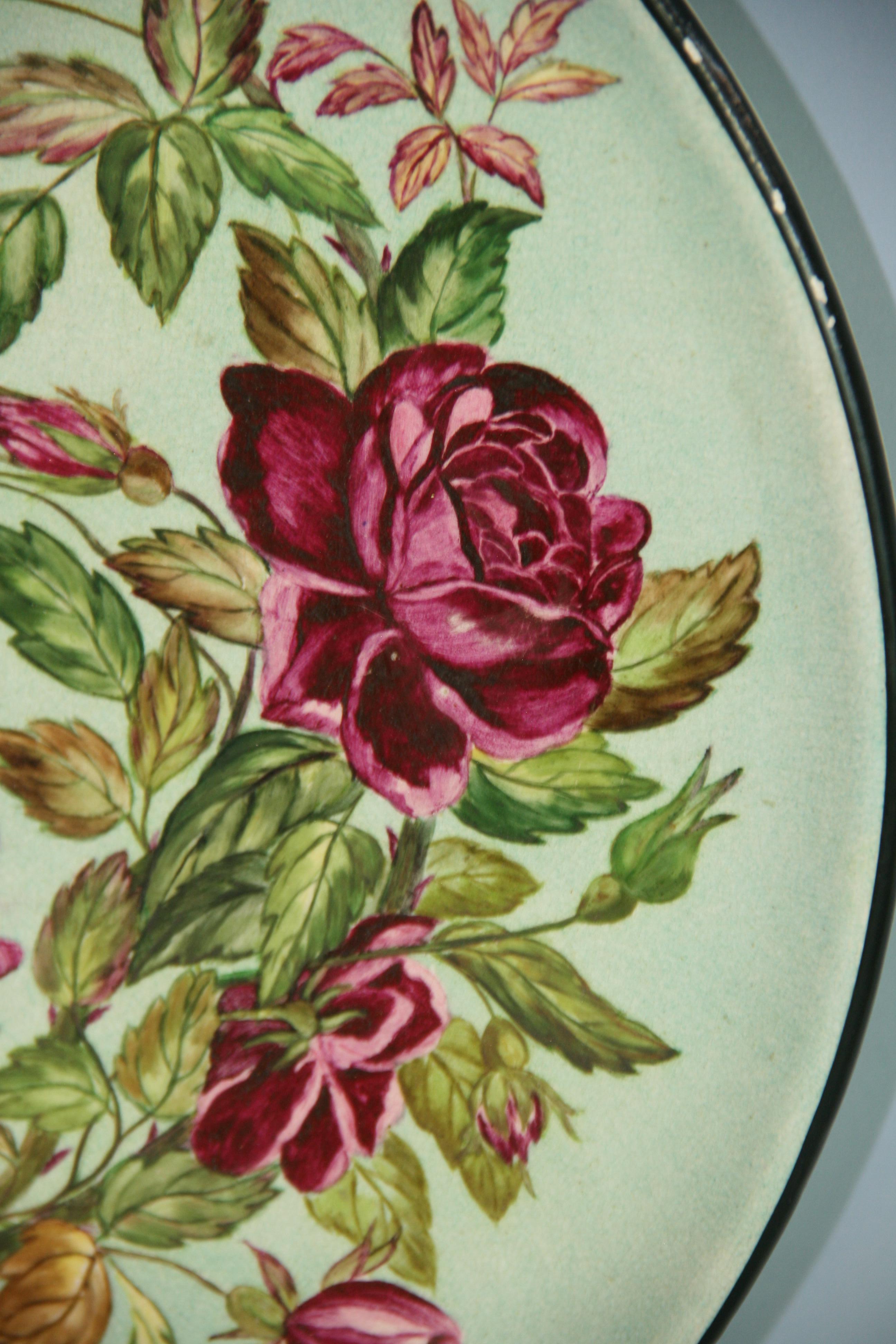 Vintage Englisch   Keramik  Charger mit Humming Birds and Roses Dekorationen, 1940 im Angebot 2