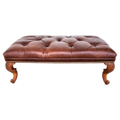 Vintage English Chesterfield Leather Ottoman