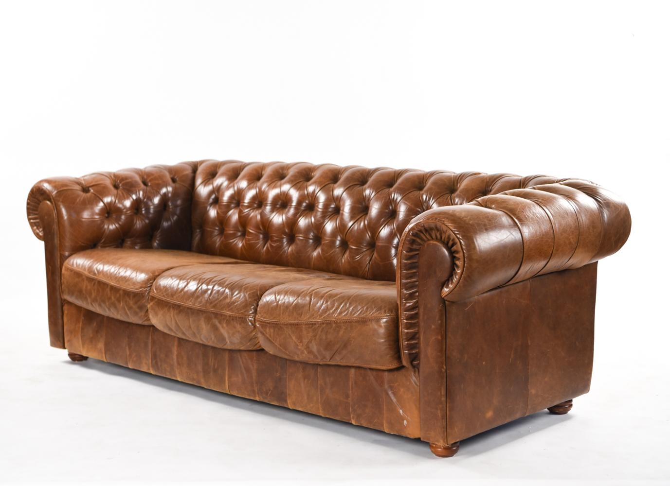 Vintage English Chesterfield Leather Sofa 9