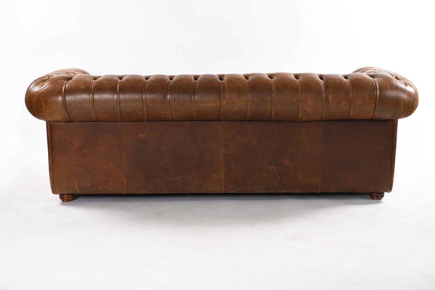 Vintage English Chesterfield Leather Sofa 11