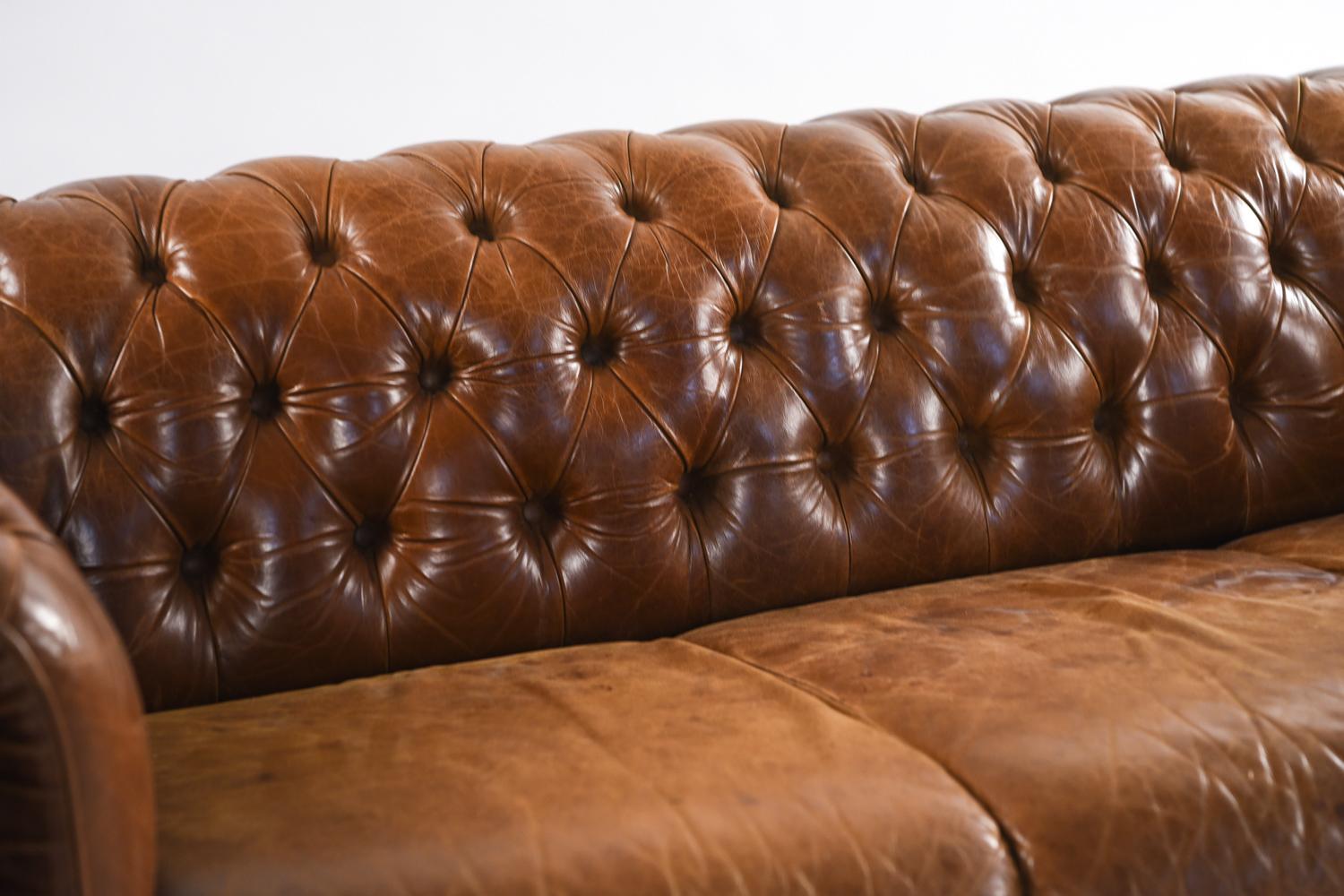 20th Century Vintage English Chesterfield Leather Sofa