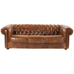 Antique English Chesterfield Leather Sofa