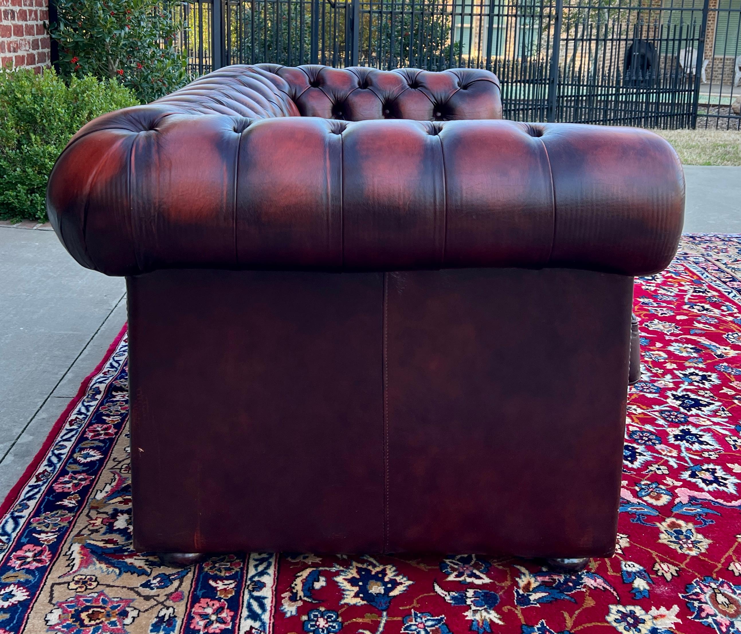 Vintage English Chesterfield Leather Tufted Love Seat Sofa Oxblood Red #2 6