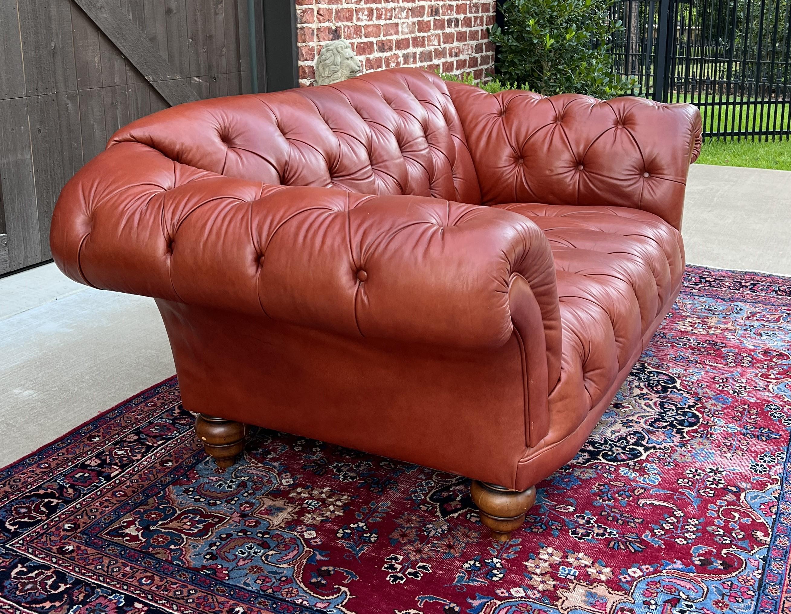 TIMELESS Vintage Mid-Century English Leather Tufted Seat CHESTERFIELD 3-Seat Sofa Brown/Terra Cotta

PERFECT ICONIC look for a gentleman's office, study, library, or cigar lounge~~fully button tufted 