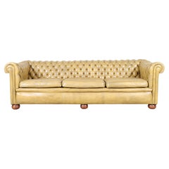 Vintage English Chesterfield Sofa in Original Golden Tan Leather, 1950s