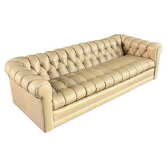 Vintage English Chesterfield Style Beige Sofa