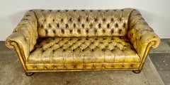 Vintage English Chesterfield Style Leather Tufted Sofa C. 1920's